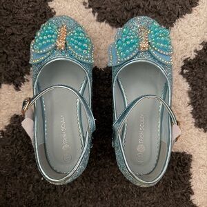 Trish Scully Girls' Light Blue Sparkle Butterfly Mary Jane Shoes